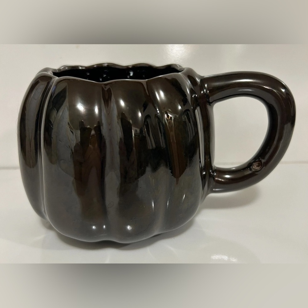 READ! Anthropologie Pumpkin Metallic Halloween Fall Mug Coffee Cup Hot Chocolate